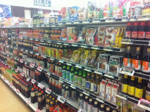 アルビス店内のめんつゆコーナー